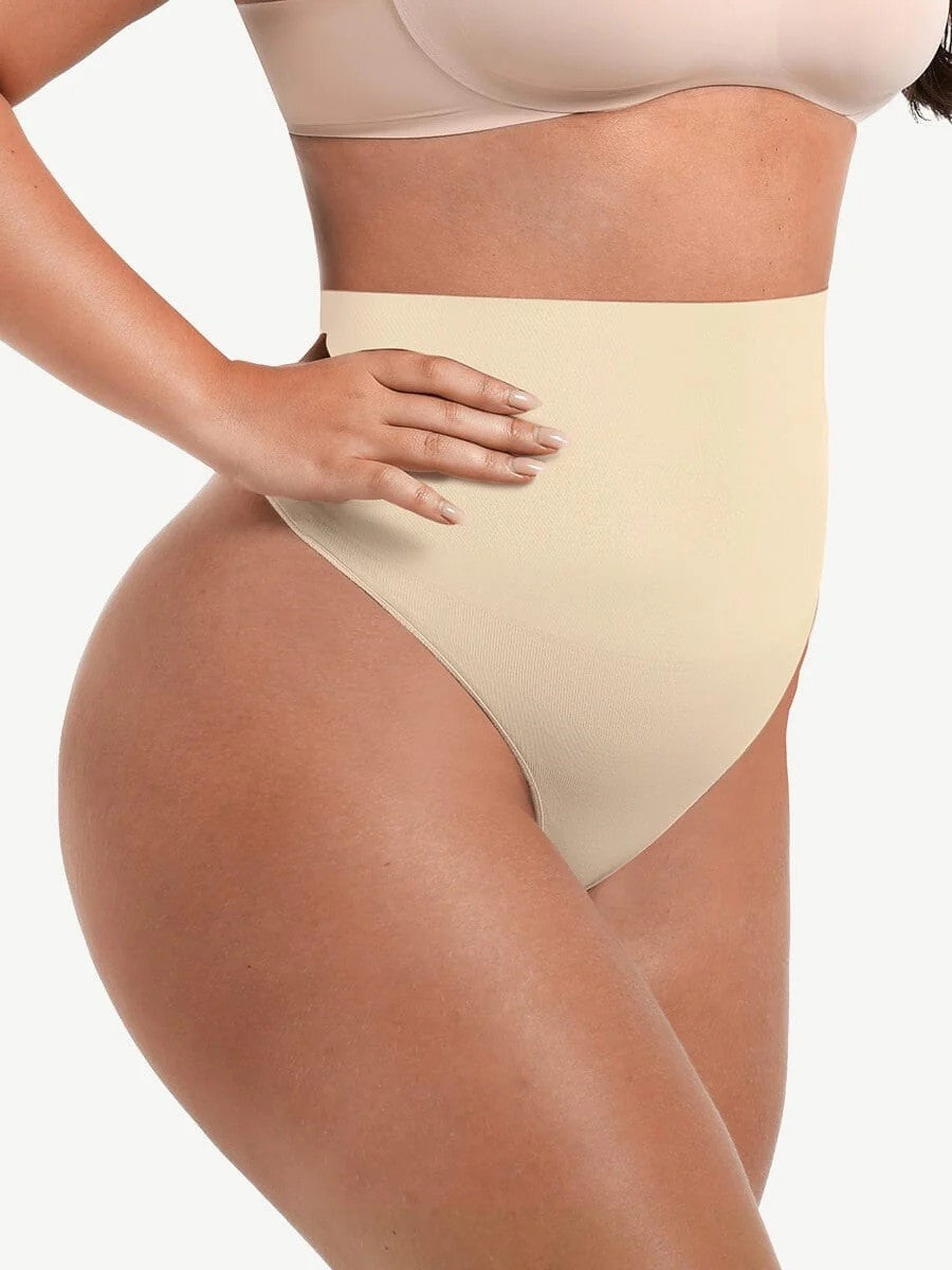A black, high-waisted shaping waist underpants with a smooth, second-skin appearance and slimming design.